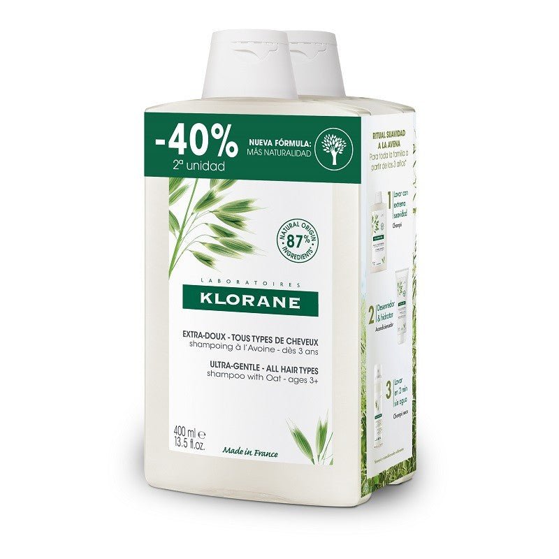 KLORANE Champú a la Leche de Avena DUPLO 2x400ml-1