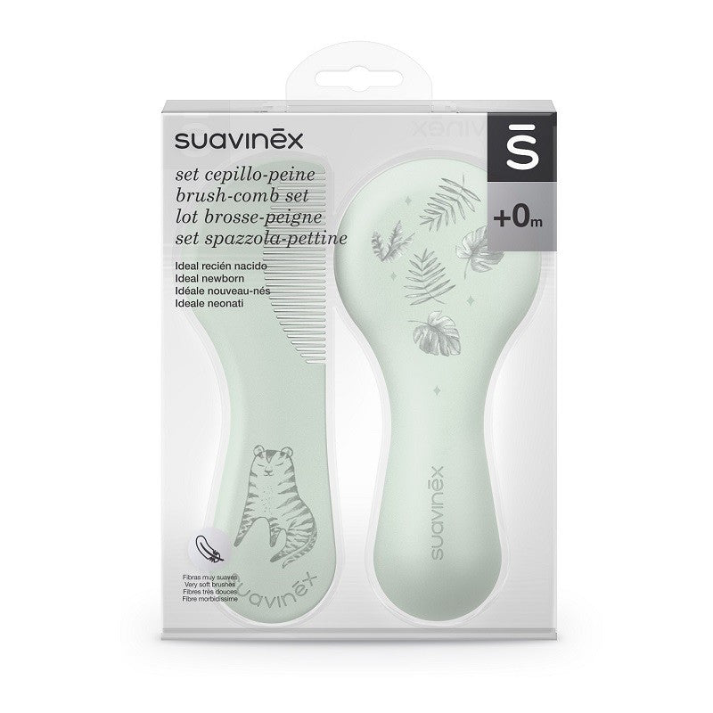 SUAVINEX Set Cepillo y Peine Recién Nacido Verde 0+m-1