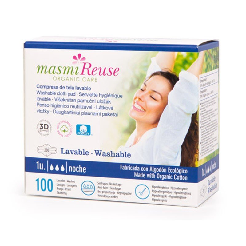 MASMI Compresa de Tela Lavable de Noche con Alas 1 unidad-2