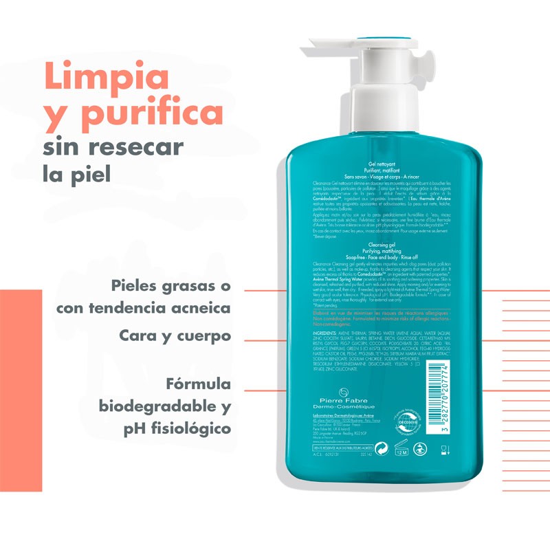 Avène Cleanance Gel Limpiador Sin Jabón Purificante 400 ml-2