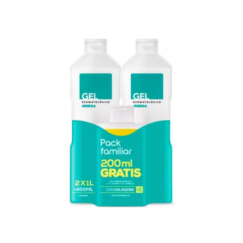INIBSA Pack Familiar Gel Dermatológico 2x1000ml + Champú 200 ml-1