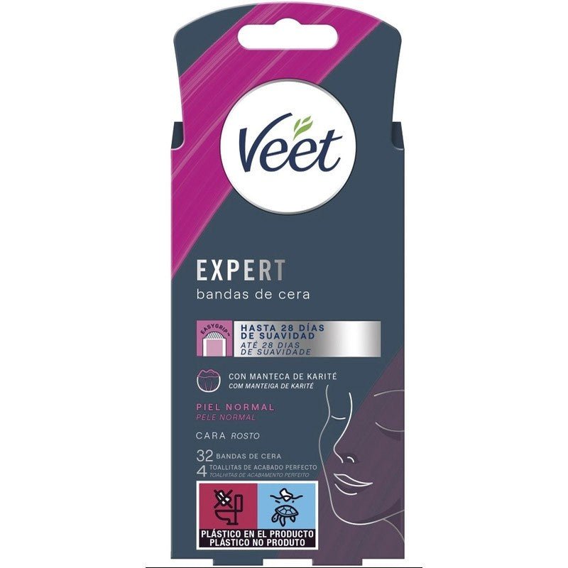 VEET Expert Bandas de Cera Fría Rostro Piel Normal 32 uds-1