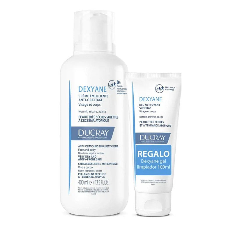 DUCRAY Dexyane Crema Emoliente 400ml + Dexyane Gel Limpiador 100 ml de REGALO-1