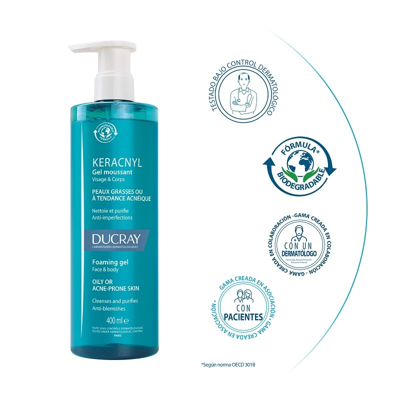 DUCRAY Keracnyl Gel Limpiador 400ml-2