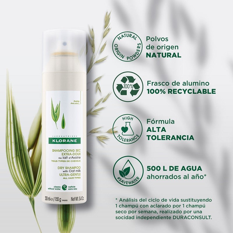 KLORANE Champú Seco con Leche de Avena 150ml-3