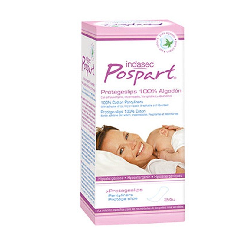 Indasec Pospart Protegeslips 100% algodón tocológicos 24 uds-1