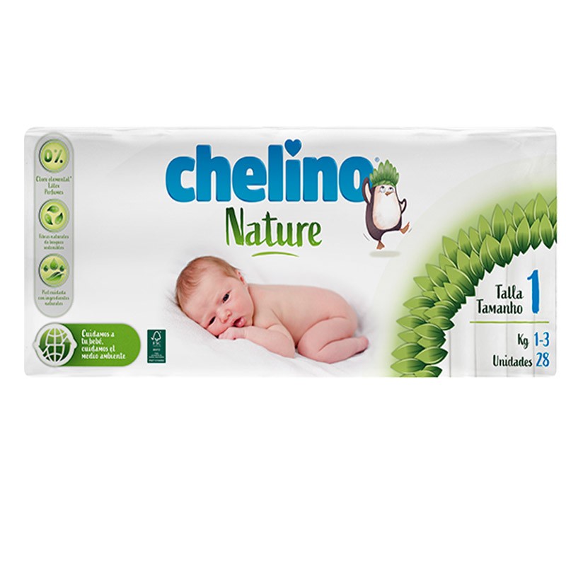 CHELINO Nature Pañales Talla 1 de 1 a 3 kilos 28 uds-1