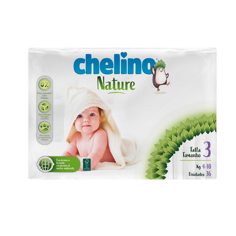 CHELINO Nature Pañales Talla 3 de 4 a 10 kilos 36 uds-1