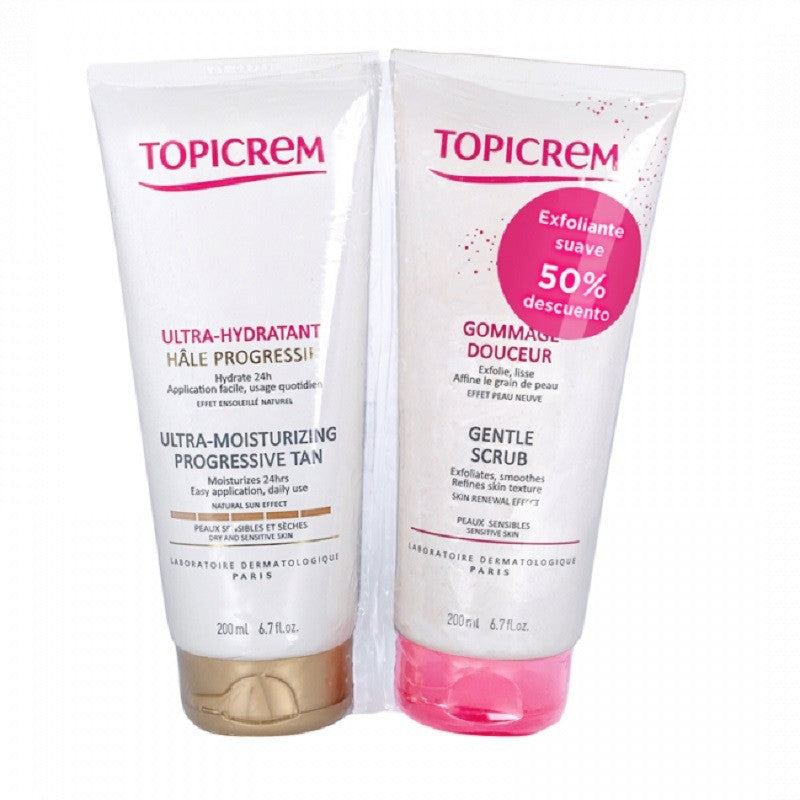 Topicrem Ultra Hidratante Bronceado 200ml + Exfoliante 200ml-1