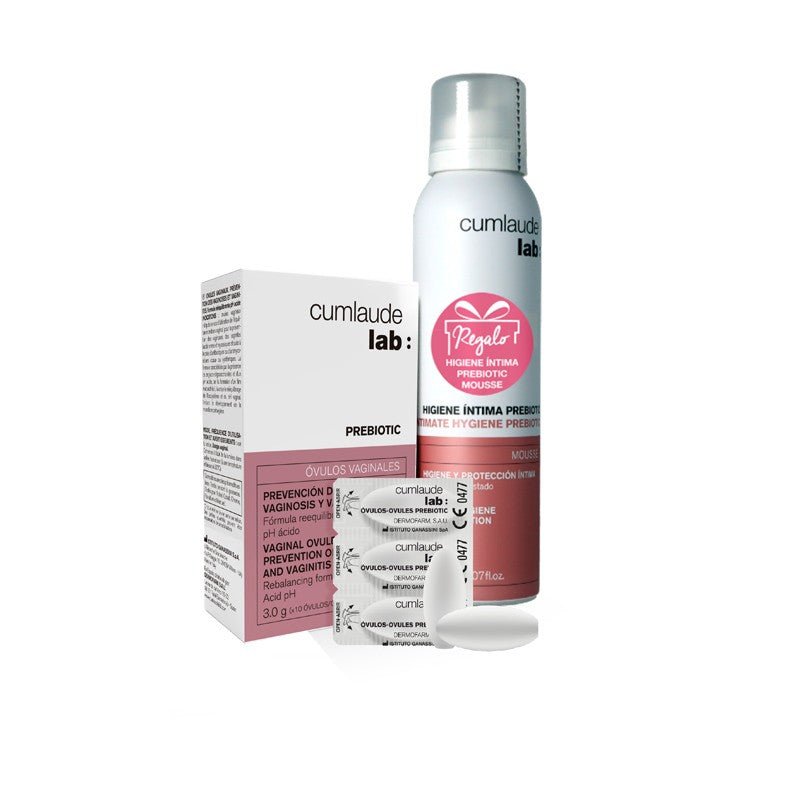 CUMLAUDE LAB Prebiotic 10 Óvulos Vaginales+ Prebiotic Mousse Higiene Intima 150ml Regalo-1