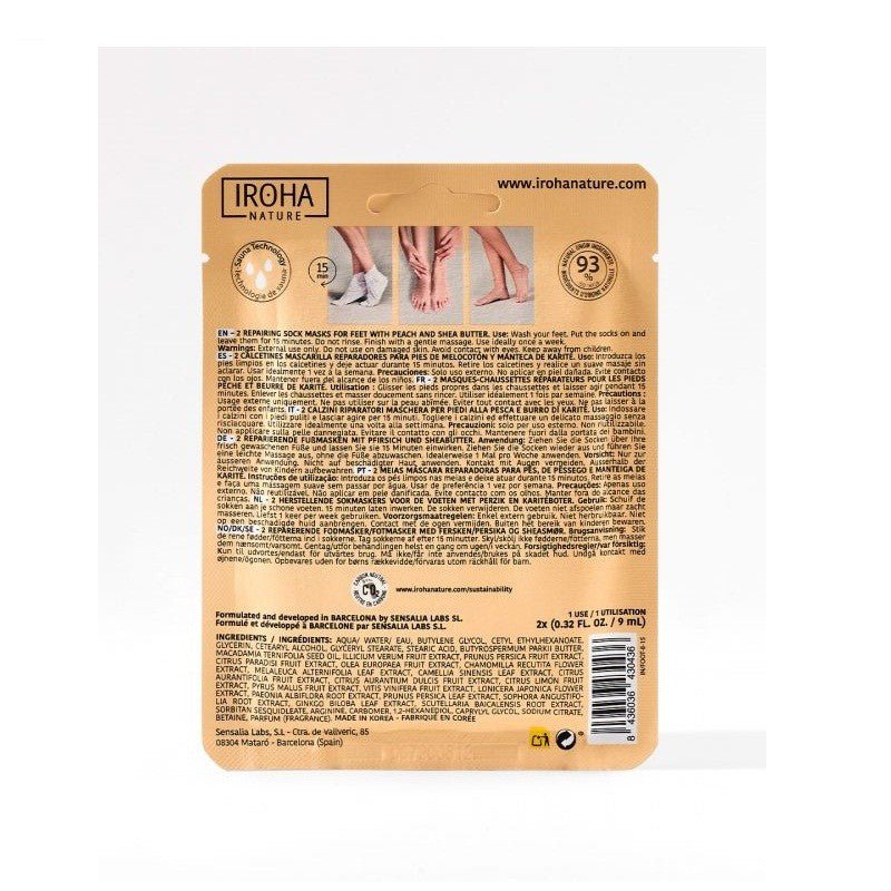 IROHA NATURE Calcetines Mascarilla Reparadores con Melocotón y Manteca de Karité 2uds-7