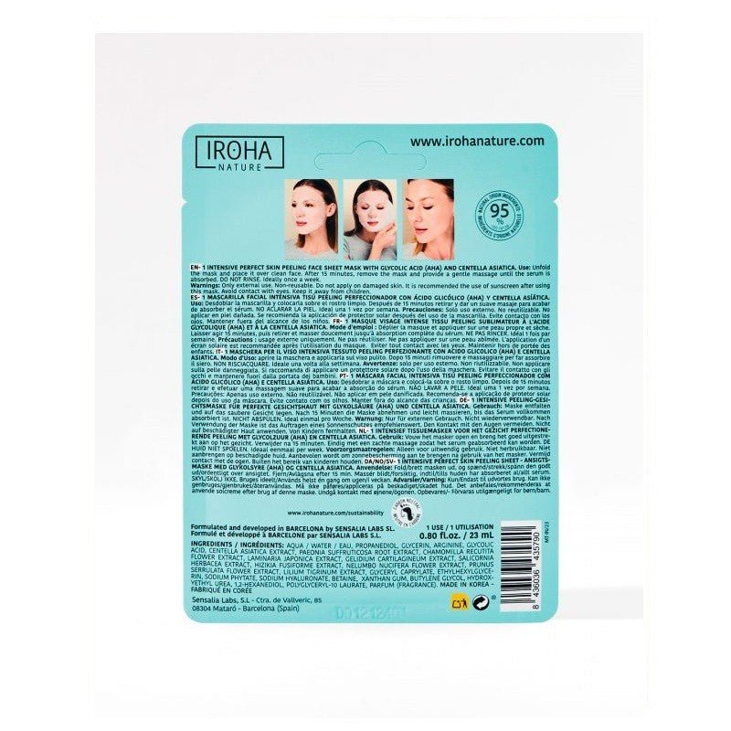 IROHA NATURE Mascarilla Facial Tisú Peeling Piel Perfecta con Ácido Glicólico 1ud-6