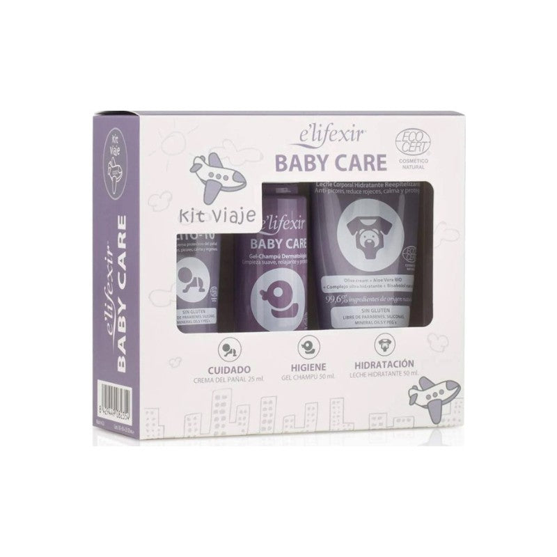 ELIFEXIR Baby Care Kit Viaje Gel champú + Leche corporal hidratante+ Crema Zona del Pañal-1