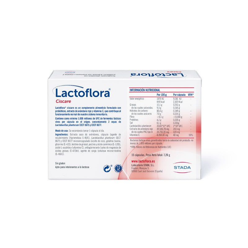 LACTOFLORA Ciscare Protector con Arándanos Molestias Urinarias 15 cápsulas-2
