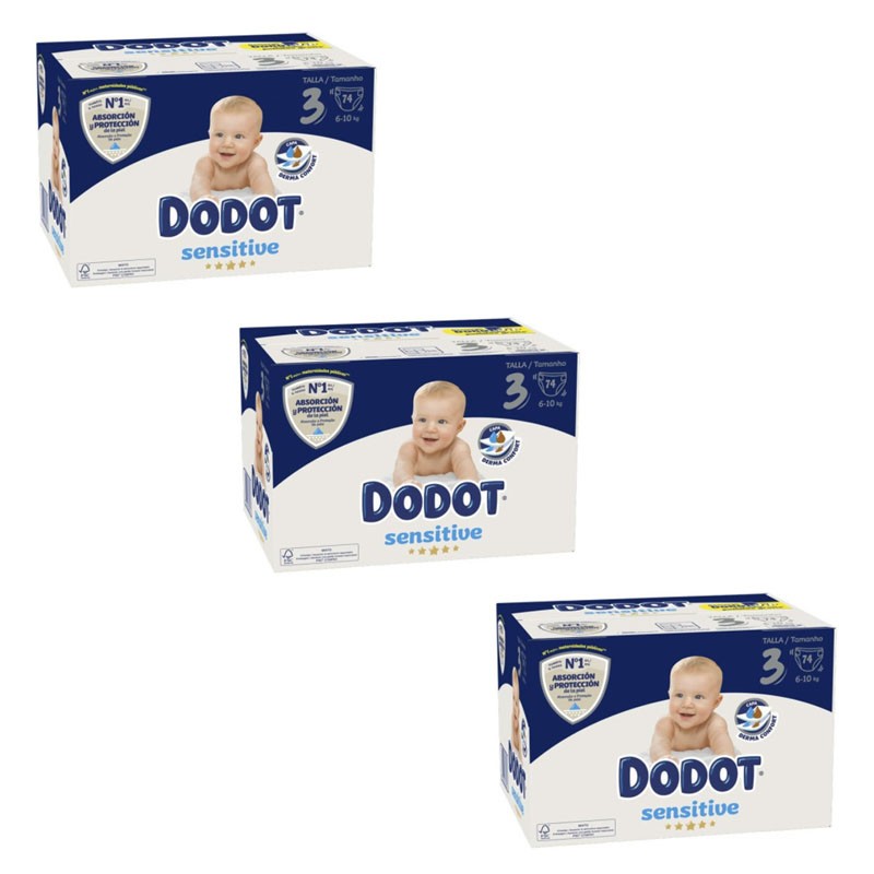 Dodot Sensitive Recién Nacido BOX Talla 3 Triplo (74 uds)-1