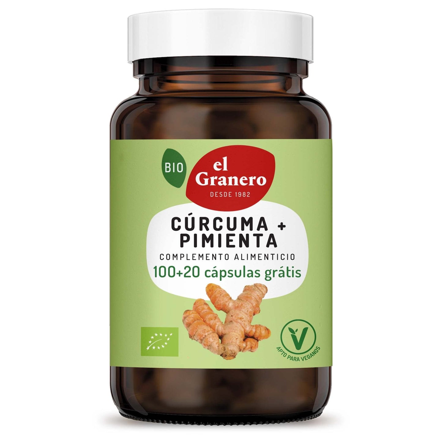 Granero Suplementos Curcuma + Pimienta Bio 440 Mg 100+20 Cápsulas-1