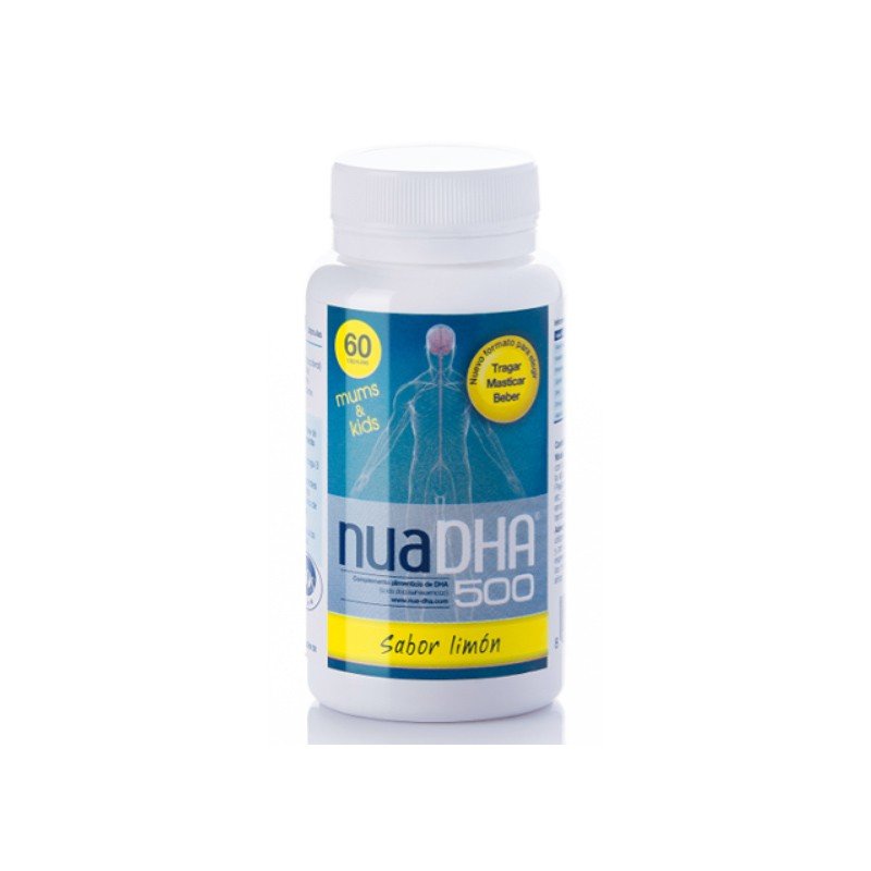 NUA Dha 500 (Sabor Limón) 60 perlas masticables-1