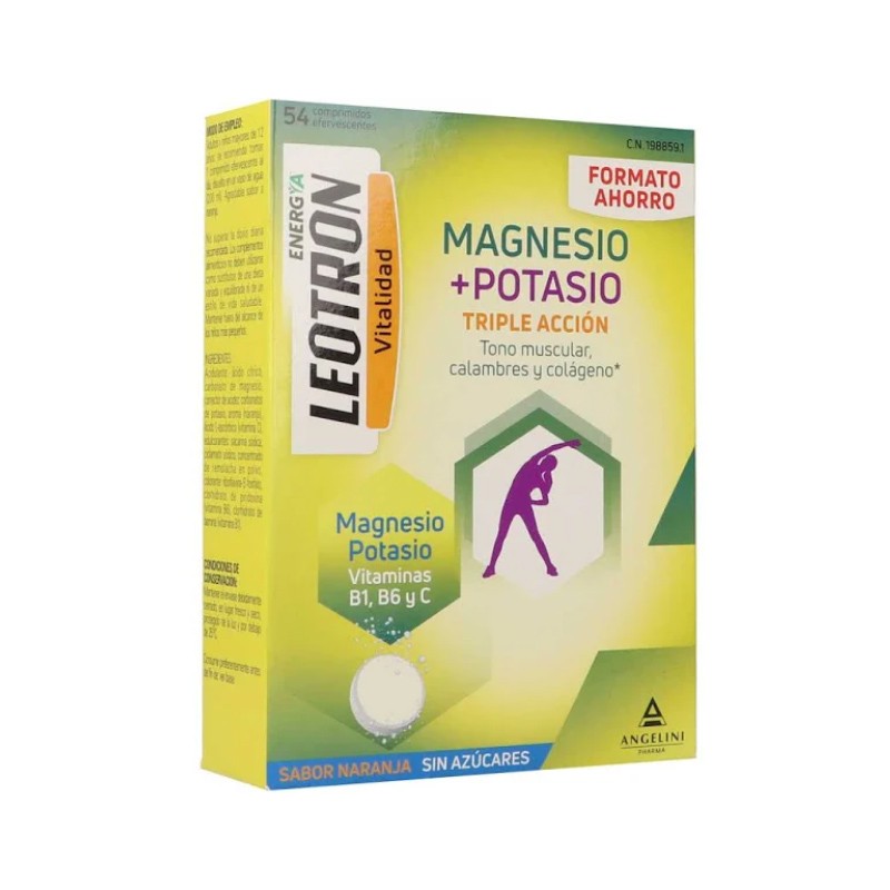 LEOTRON Magnesio+Potasio Triple Acción 54 Comprimidos Efervescentes-1