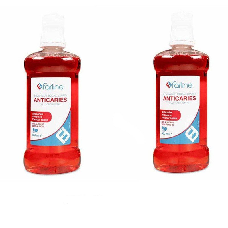 FARLINE Colutorio Bucal Anticaries Sin Alcohol 2x500ml Pack Ahorro-1