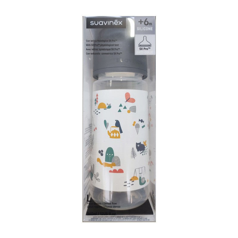 SUAVINEX Biberón 360ml Tetina Fisiológica SX Pro Flujo Denso (L) - Gris-1