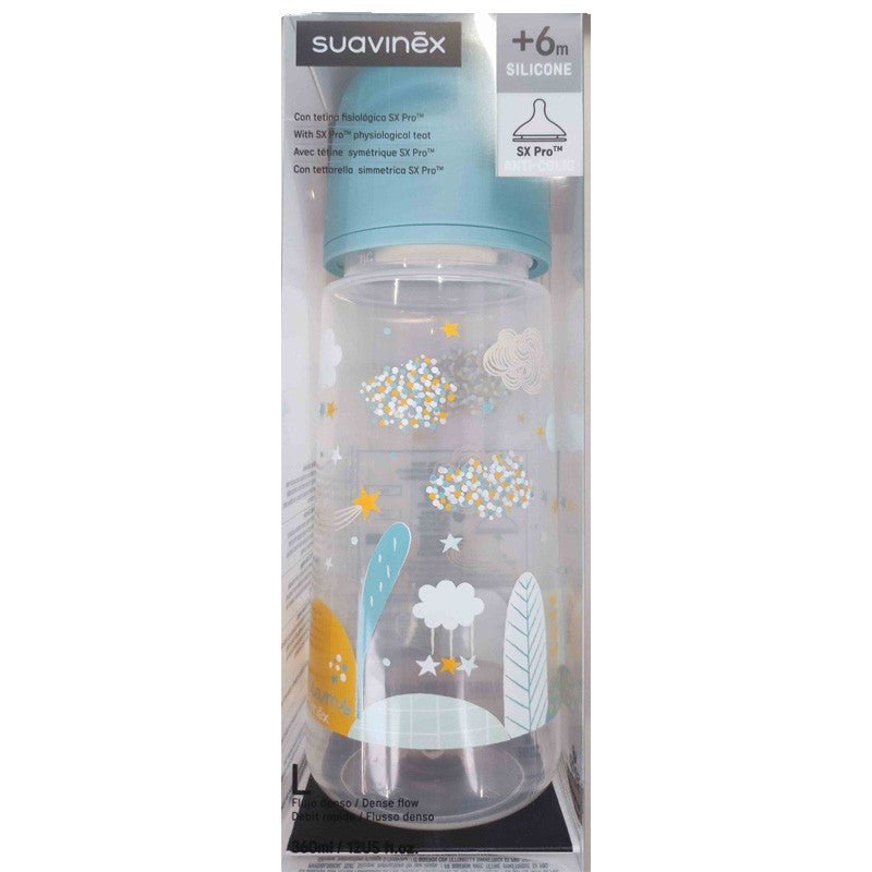 SUAVINEX Biberón 360ml Tetina Fisiológica SX Pro Flujo Denso (L) - Azul-1