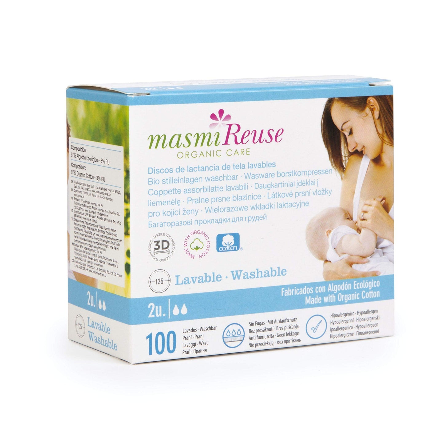 Masmi Discos Lactancia Reutilizable 2 unidades-1