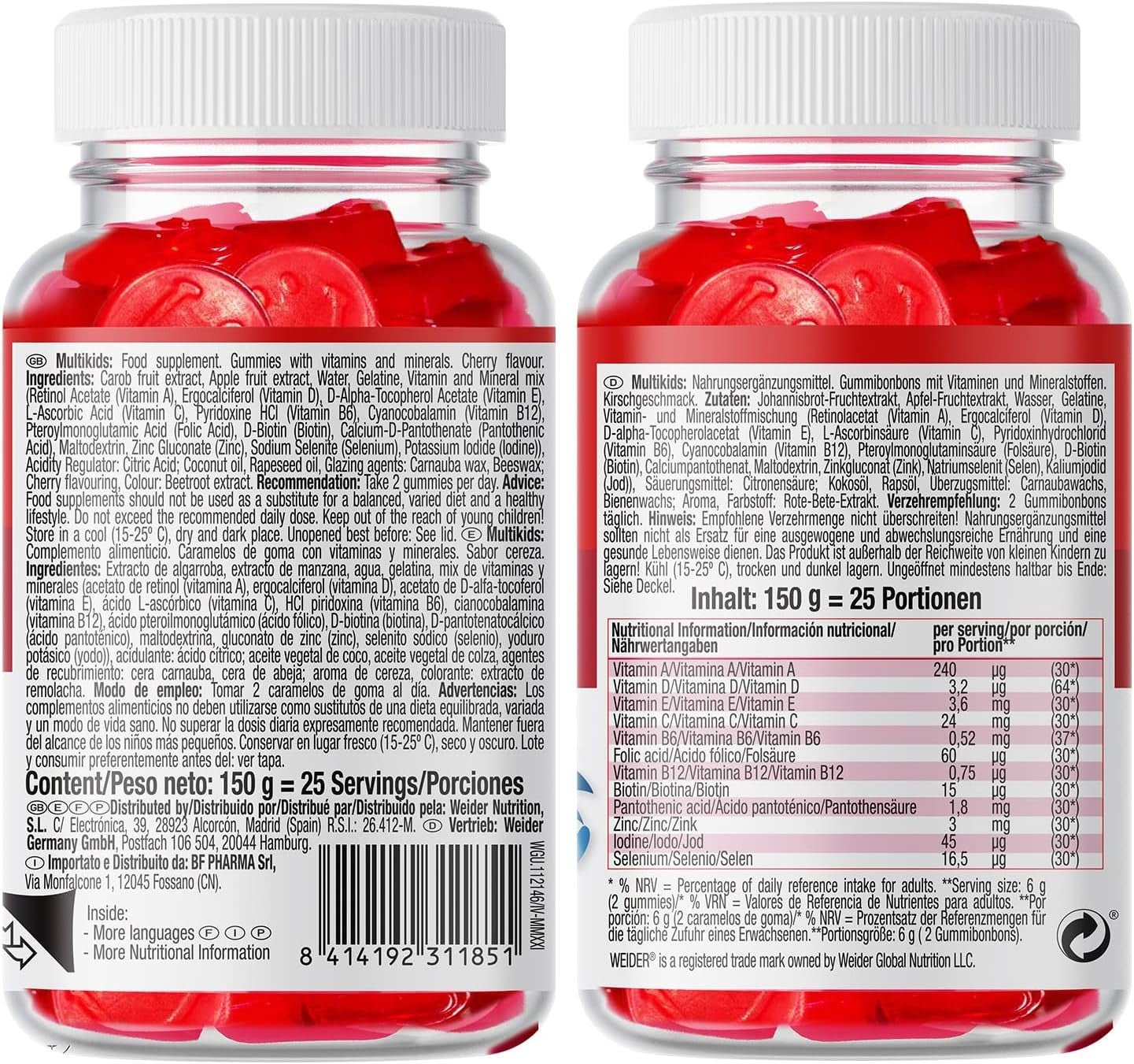 Weider Gummy Up Revolution Multikids Up Cherry 50 Gominolas-6