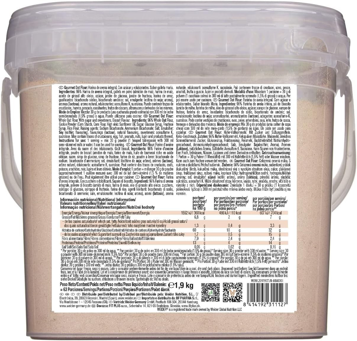 Weider Oat Gourmet Flour Galleta Maria 1-5