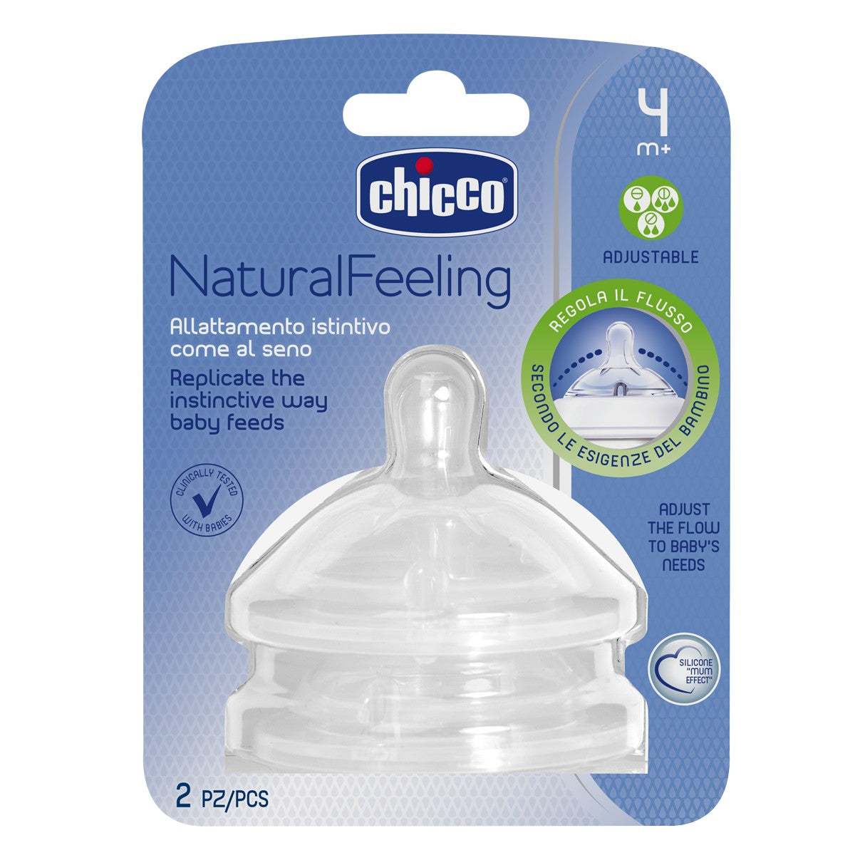 CHICCO 2xTetina Natural Feeling Flujo Regulable 4m+-1