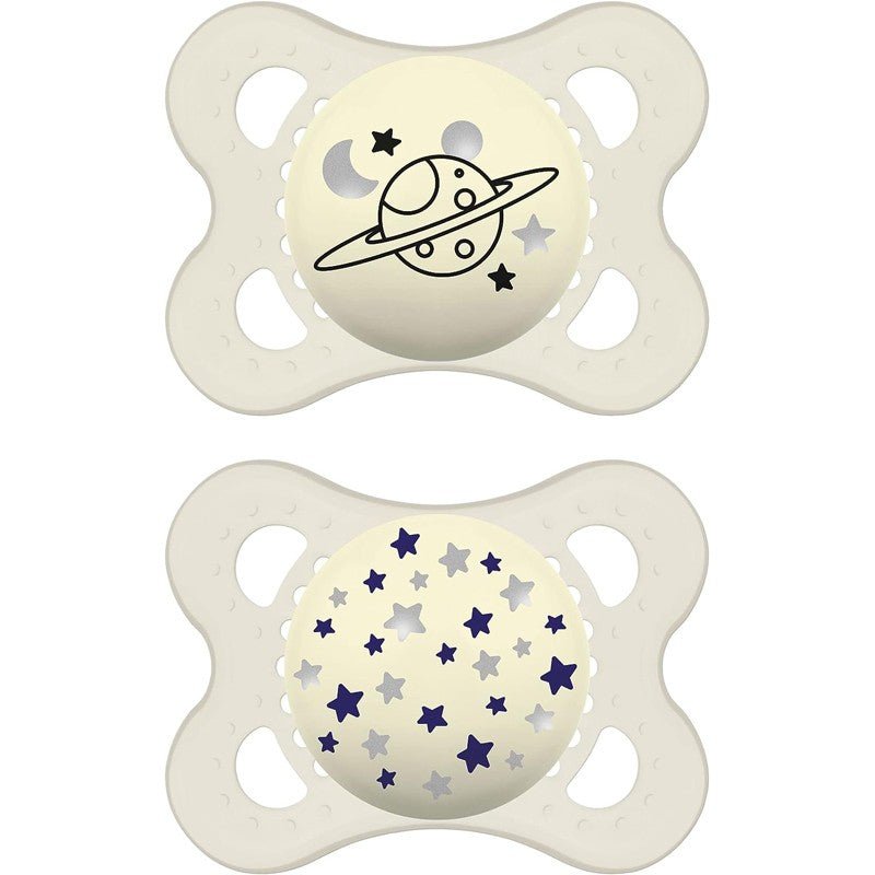 MAM Chupete Original Night Silicona +0M 2 Unidades Planeta-Estrellas-1