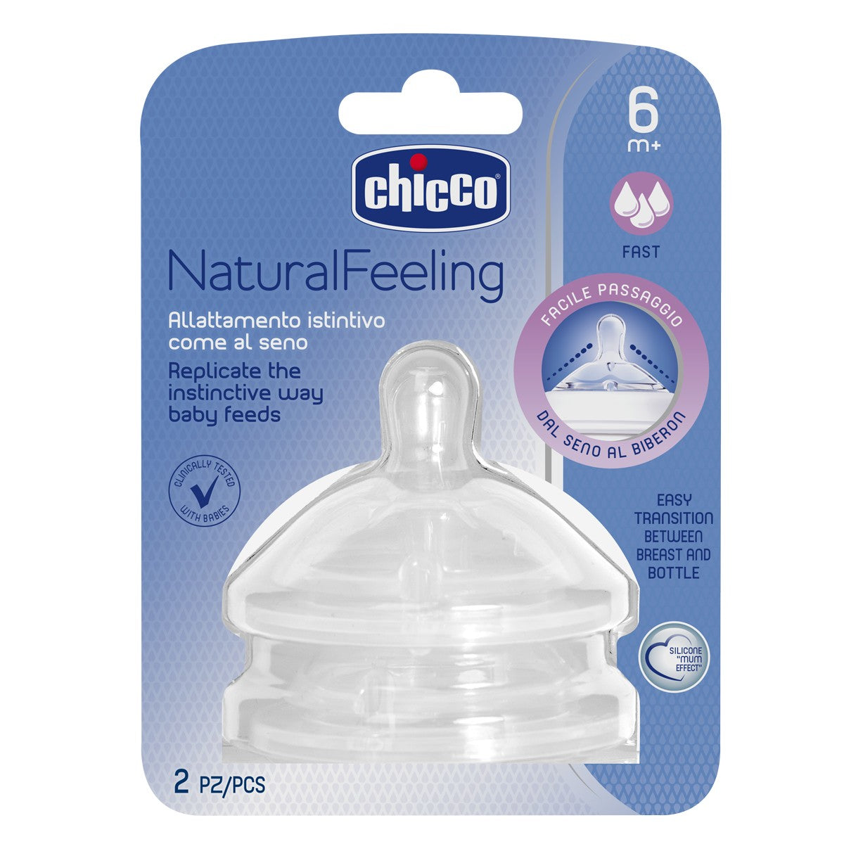 CHICCO 2xTetina Natural Feeling Flujo Rápido 6m+-1