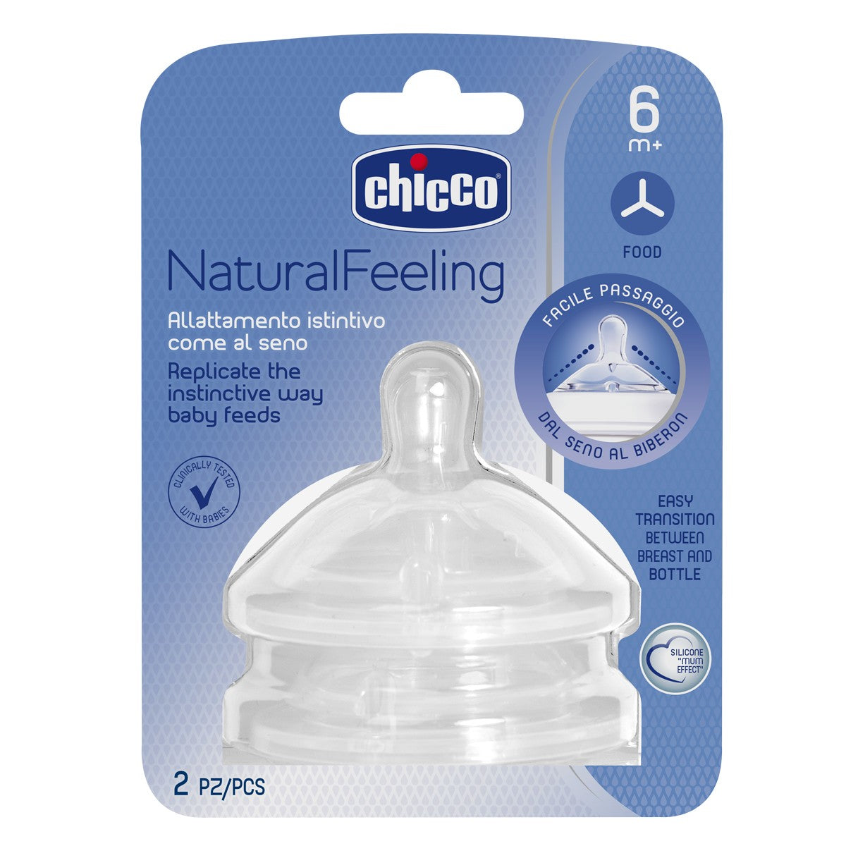 CHICCO 2xTetina Natural Feeling Flujo Papilla 6m+-1