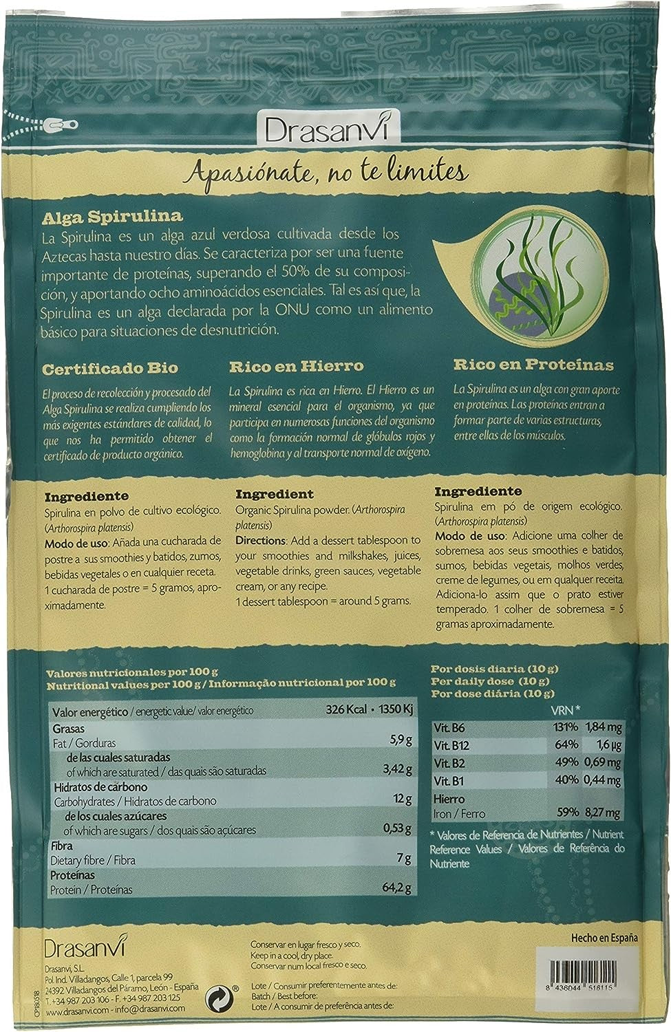 Drasanvi Alga Spirulina Bio Doypack 150g-2