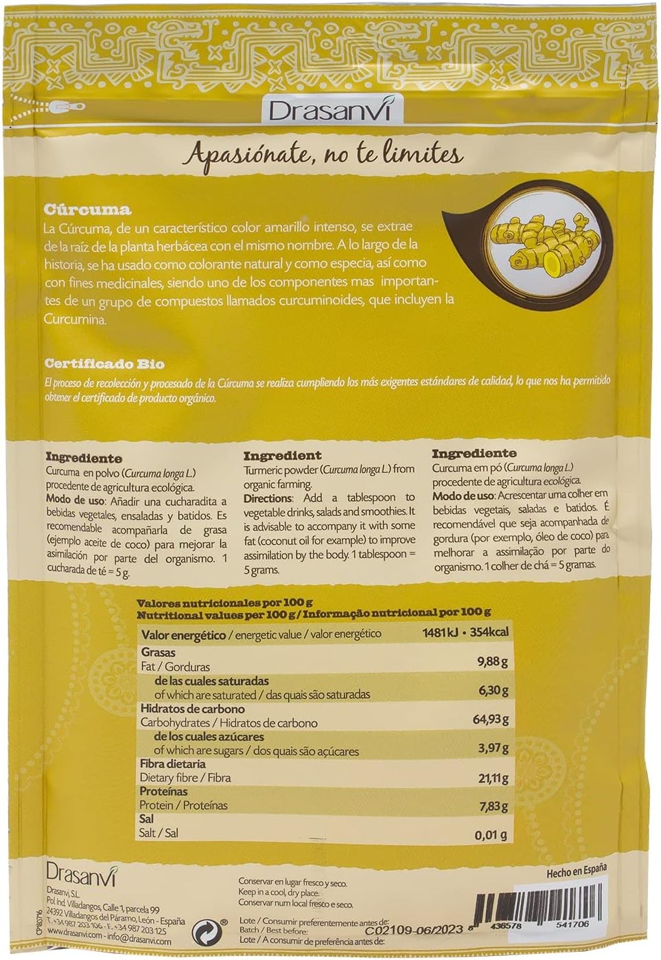 Drasanvi Cúrcuma Bio 150g-2
