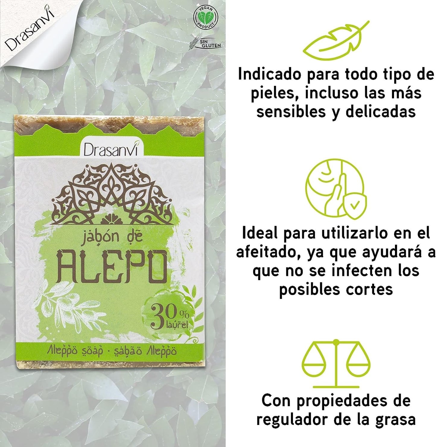 Drasanvi Jabon Aleppo 30% Laurel 200 g-4