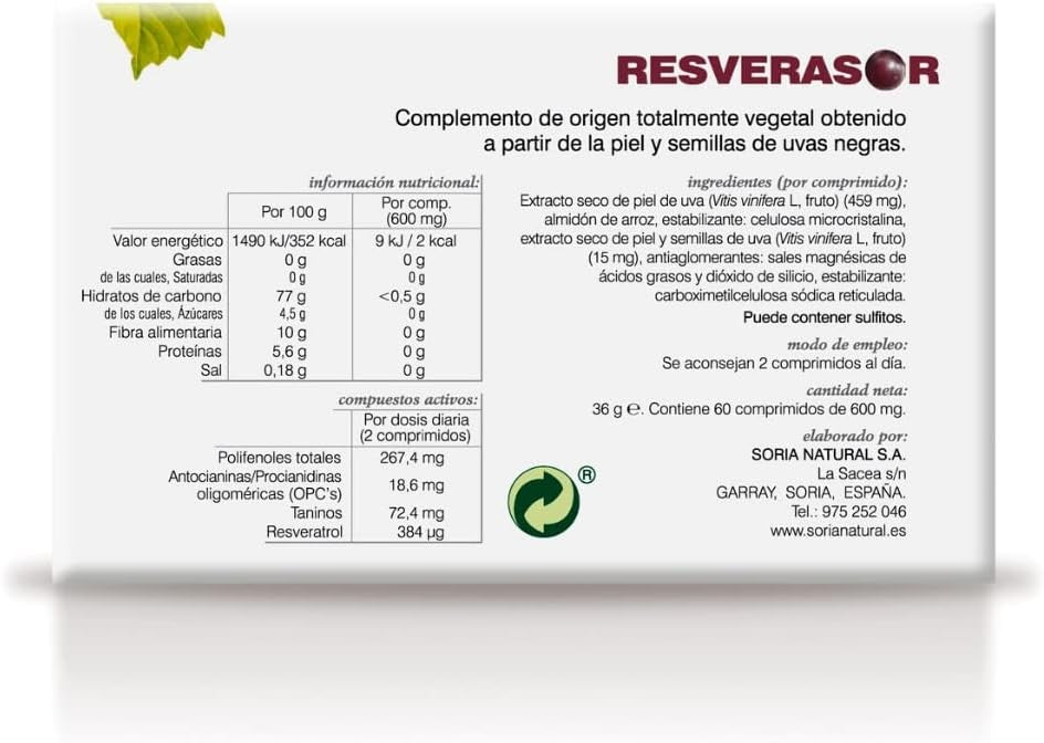 Soria Natural Resverasor 600 Mg 60 Comprimidos-6