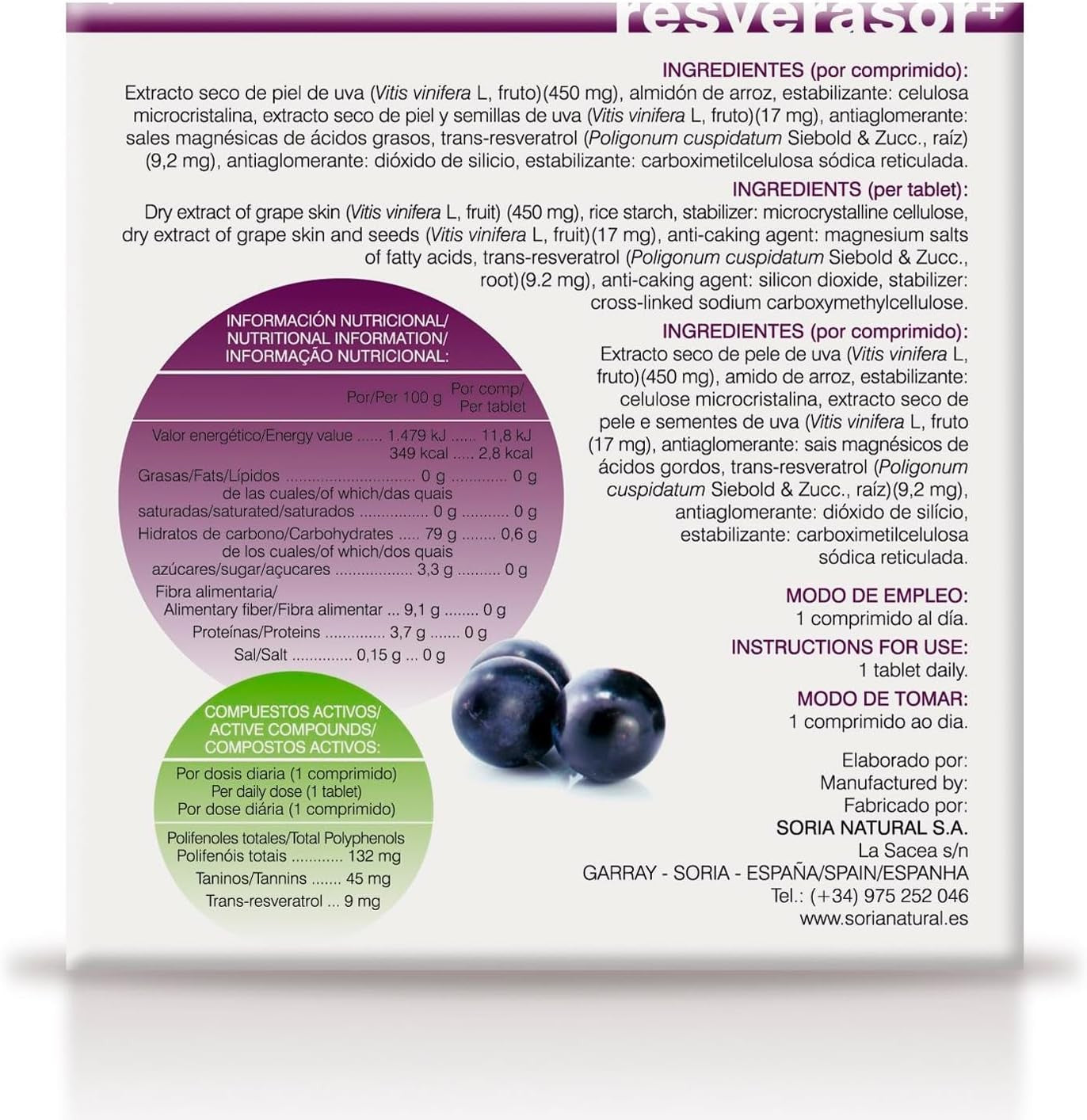 Soria Natural Resverasor Plus 134 Mg 28 Comprimidos-7