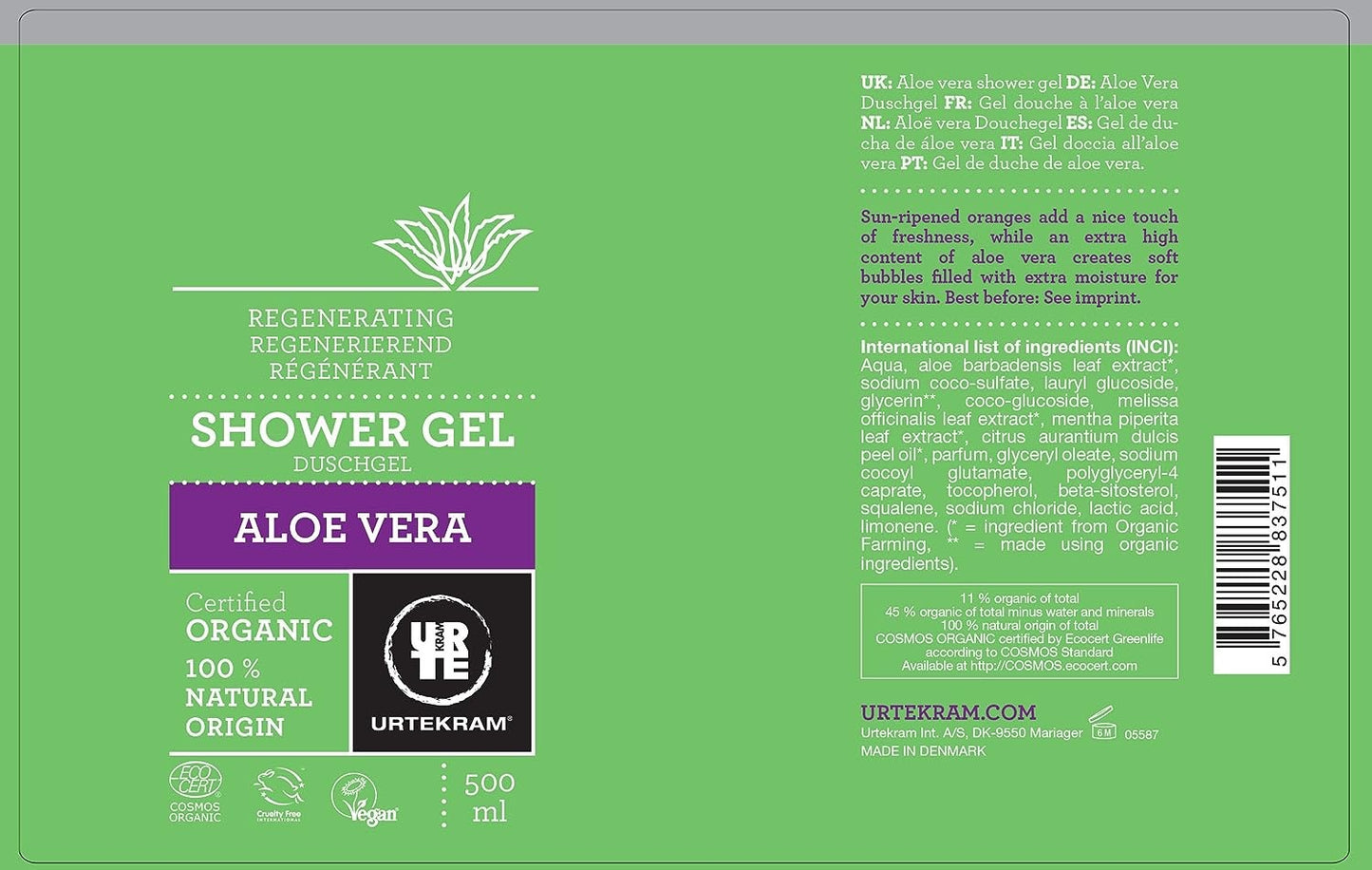 Urtekram Gel Baðo Aloe Vera 500 ml-4