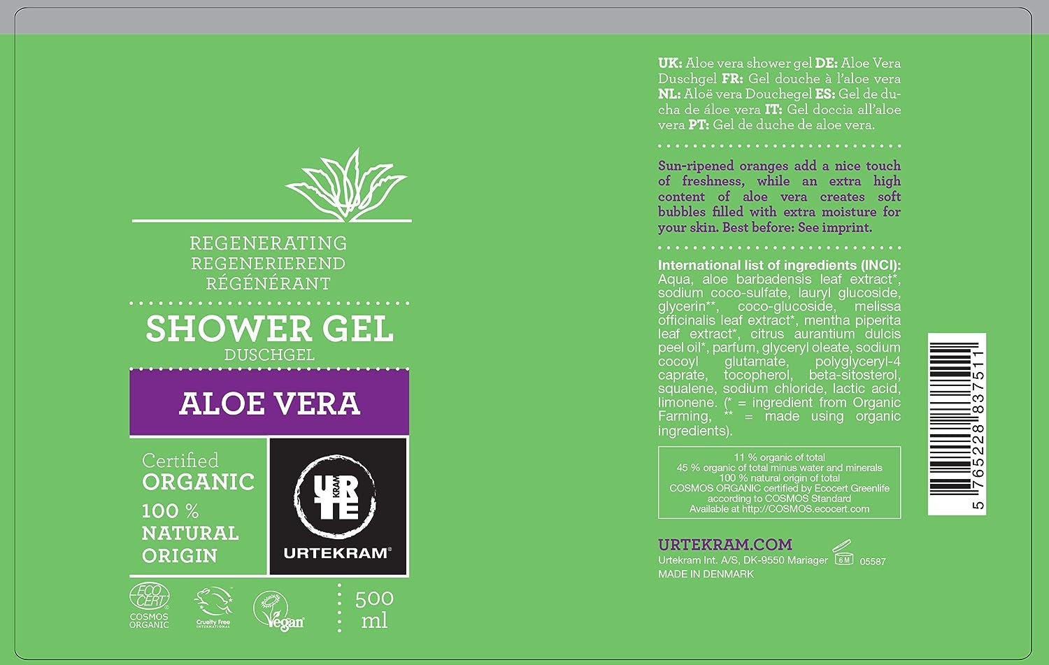 Urtekram Gel Baðo Aloe Vera 500 ml-4