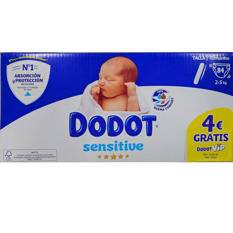 DODOT Pañales Recién Nacido Sensitive Talla 1 x 84 Unidades-1