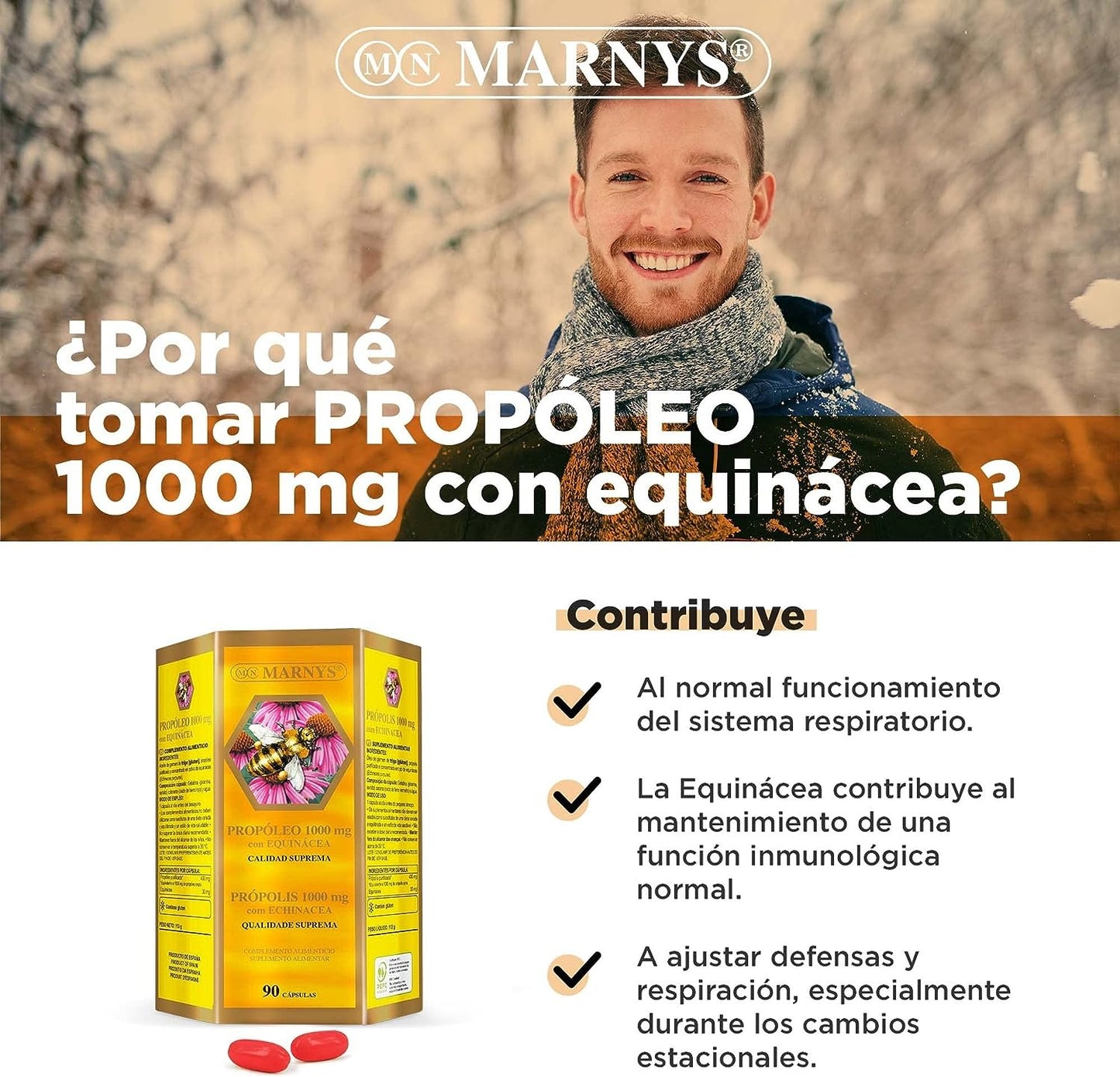 Marnys Propóleo 1000 Mg con Equinácea 1000 mg 90 Cápsulas-3