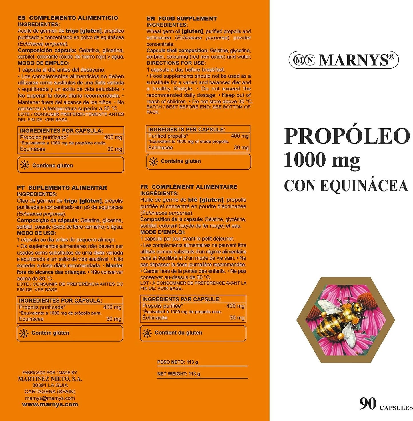 Marnys Propóleo 1000 Mg con Equinácea 1000 mg 90 Cápsulas-4