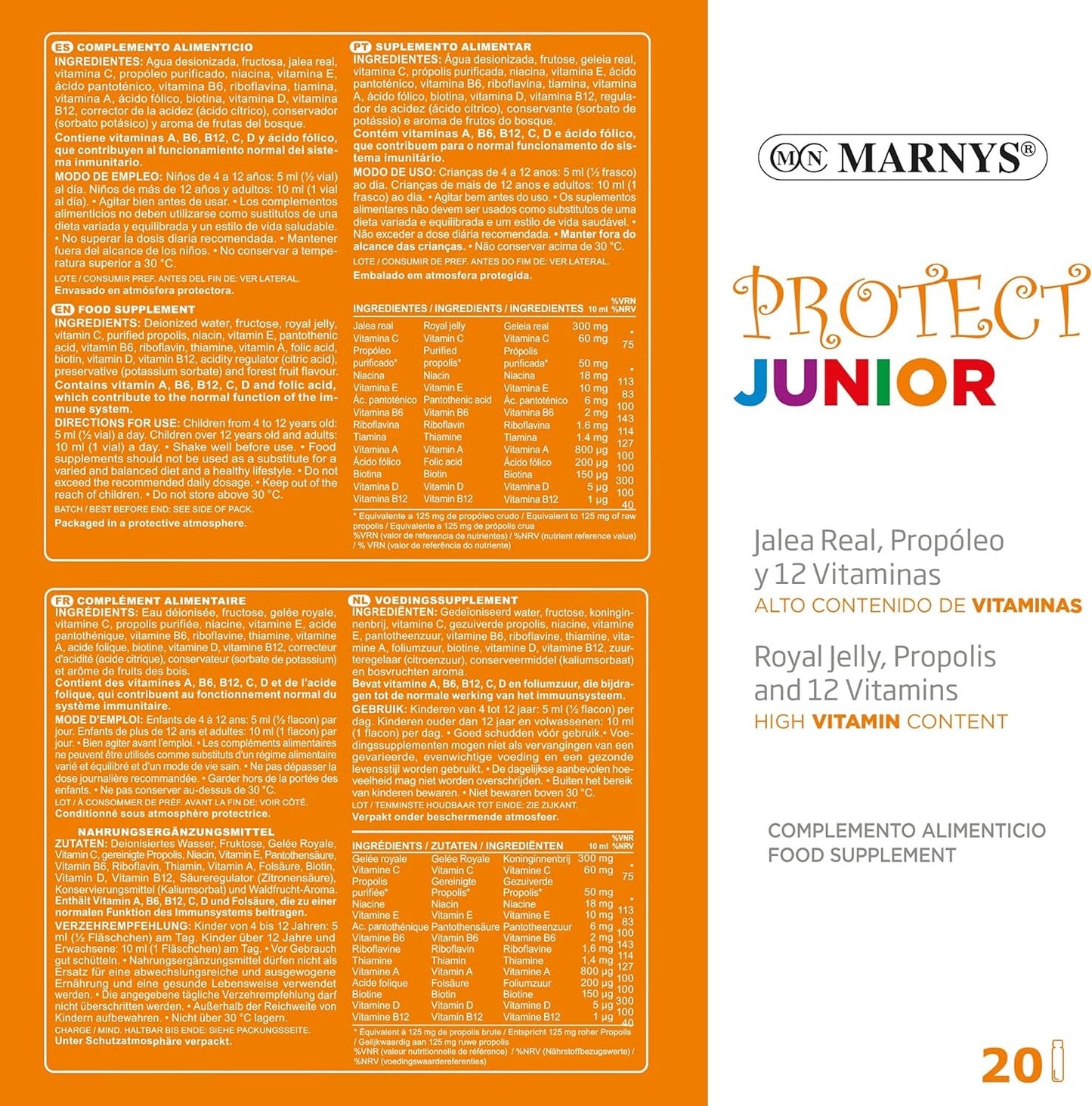 Marnys Protect Junior Jalea Real+Propóleo+ 12 Vitaminas 20 Viales-4