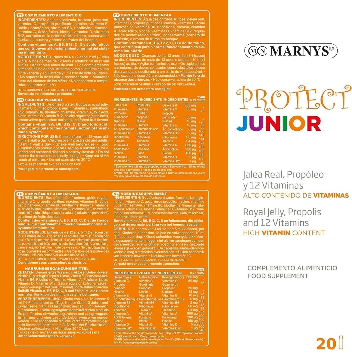 Marnys Protect Junior Jalea Real+Propóleo+ 12 Vitaminas 20 Viales-4