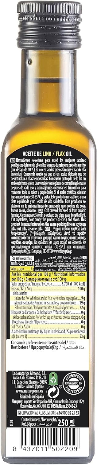 Naturgreen Aceite Lino Bio Organic 250 ml-2