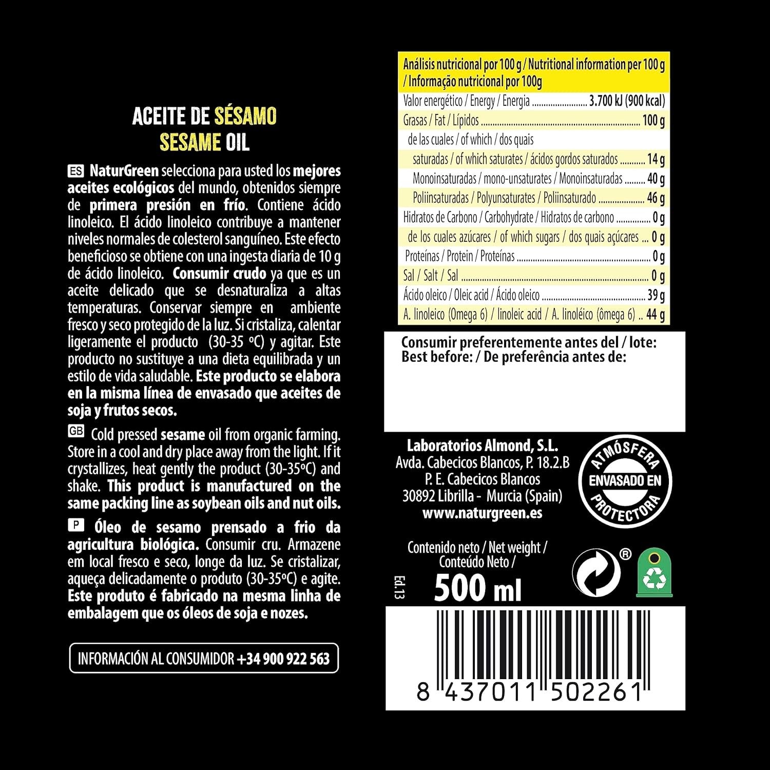 Naturgreen Aceite Sésamo 500ml-5