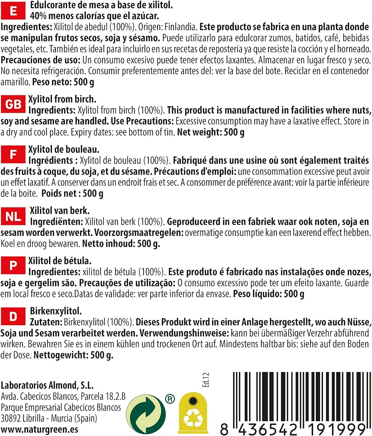 Naturgreen Azúcar De Abedul Xilitol 500g-4