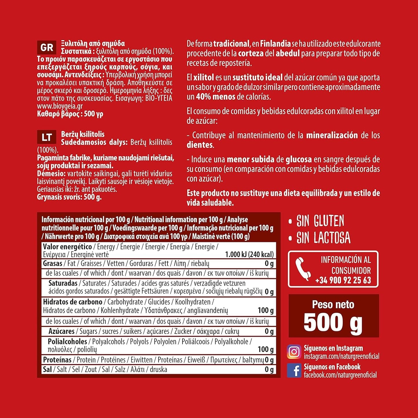 Naturgreen Azúcar De Abedul Xilitol 500g-5