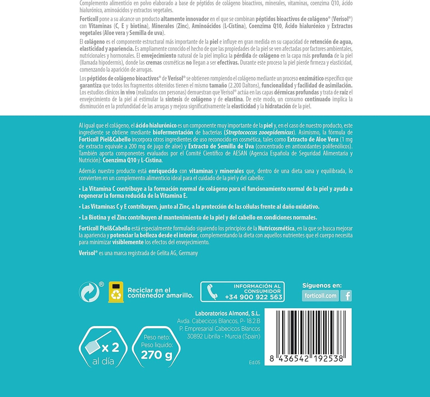 Naturgreen Forticoll Colageno Bioactivo Piel& Cabello 270g-5