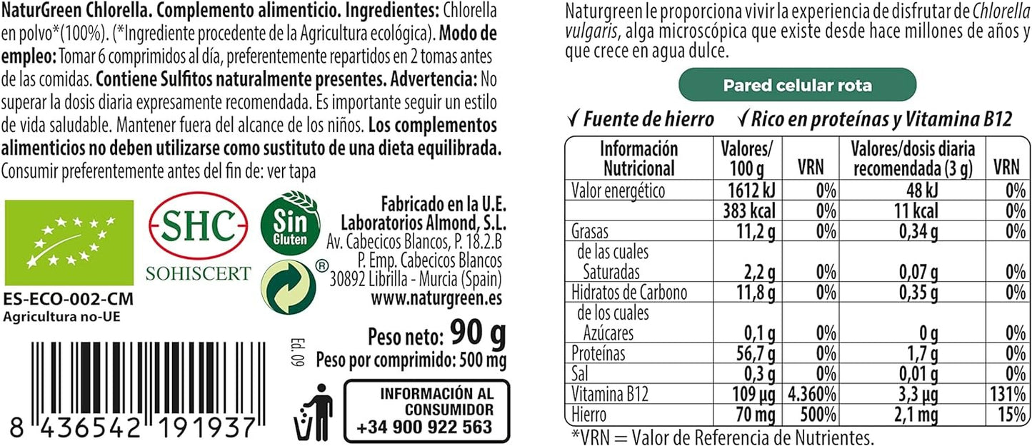 Naturgreen Vita Superlife Chlorella 180 Comprimidos-4